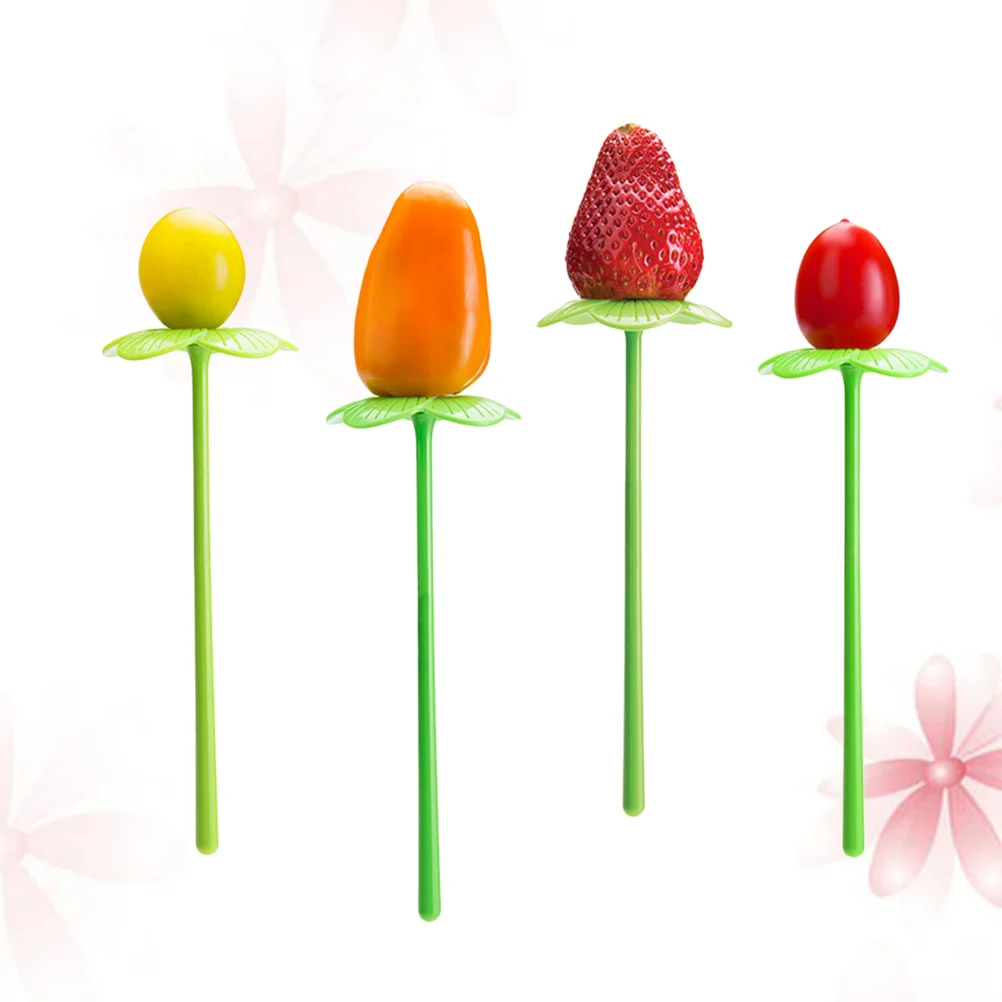 

10PCS Kitchen Gadget Flower Shape Fruit Fork Toothpick Fruit Tool Cartoon Party Fork Tableware Dinnerware Set (Random Color)