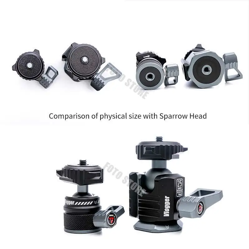 

Vlogger Adjustable BallHead Cold Shoe Tripod Head 360° Damping 1/4 Screw for Cameras Monitor Holder Ball Head Photography