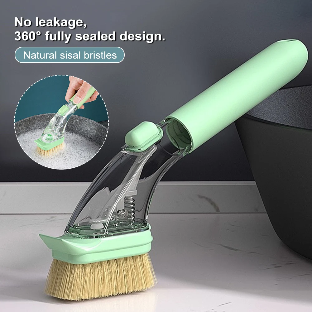 

Kitchen Dishwashing Brush Long Handle Cleaning Brush With Liquid Dispenser Removable Brush Head Household Cleaning Tools