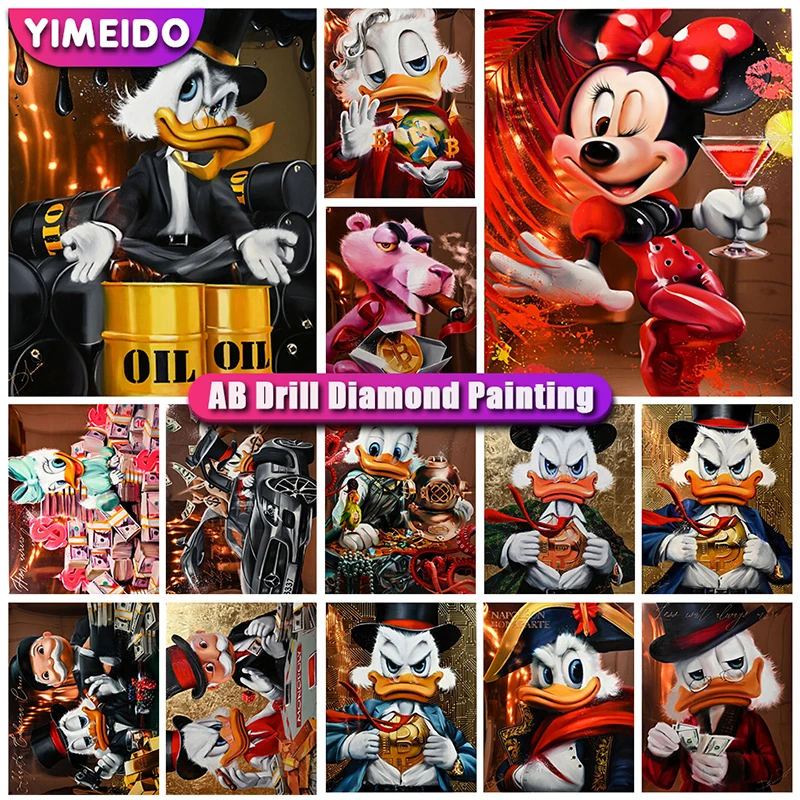 

Disney 5D AB Diamond Painting Donald Duck Cartoon Hobby Art DIY Diamond Mosaic Mickey Mouse Full Drill Cross Stitch Embroidery