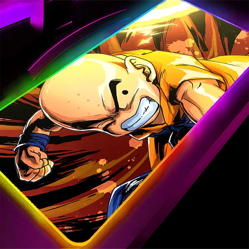 Фото Коврик для мыши DBZ RGB Dragon Ball Krillin с подсветкой, игровой замок, аксессуары, ковер, ПК, компьютерная клавиатура, настольный коврик, светодиодный коврик для мыши №5
