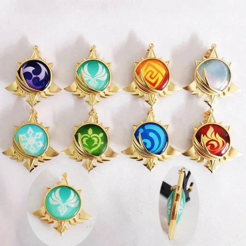 

Genshin Impact Metal Keychains Mondstadt Eyes Of God Large Size Keychain Game Cosplay Accessories Bag Pendant Keyring 8cm Props