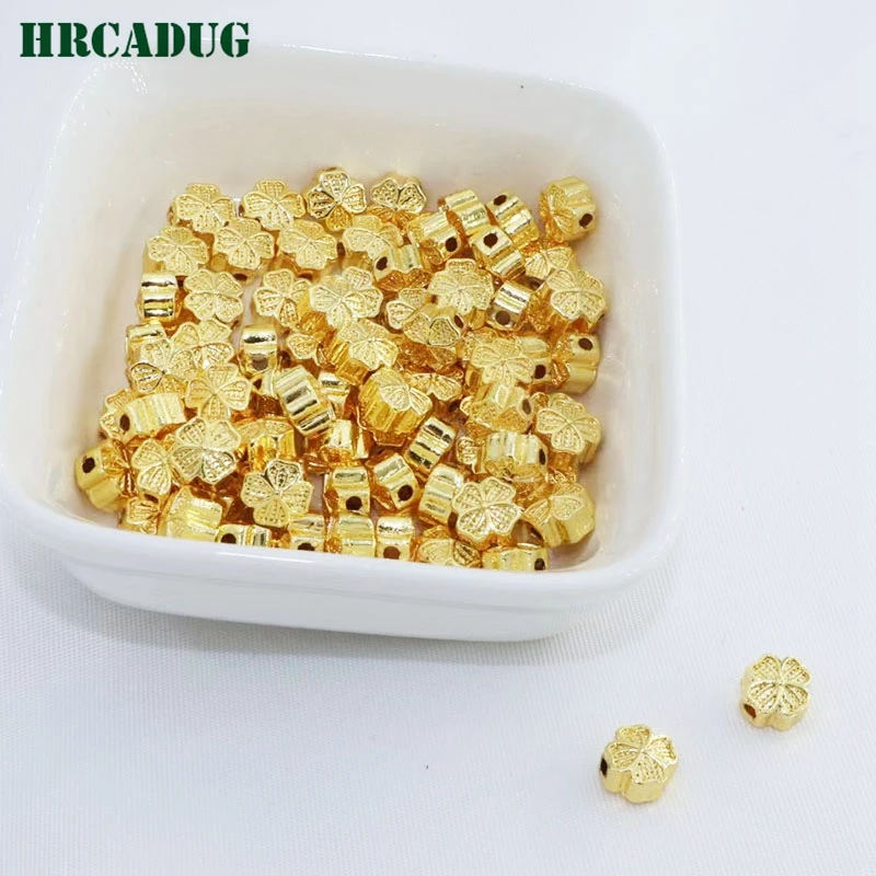 6.5mm Flower Bead 18K Gold Plated Copper Bulk Spacer Beads Separating For Beads DIY Jewelry Making Accessories Supplies Findings