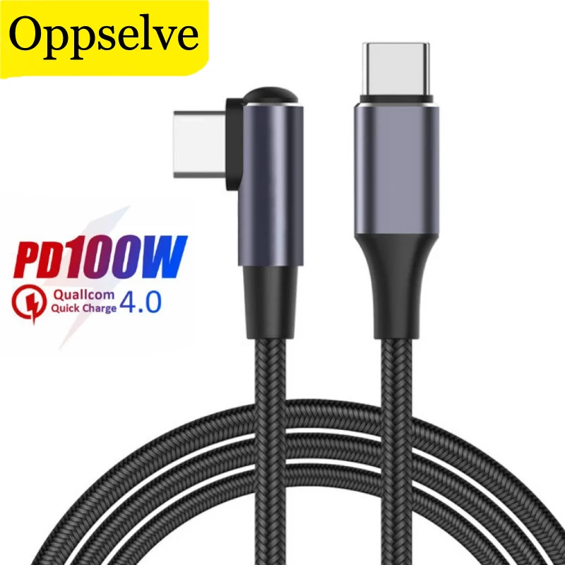 

Oppselve 100W Type C to USB C PD Fast Charging Cable QC 4.0 Quick Charge 90 Degree Elbow Data Cord for Mac Huawei Laptop Samsung