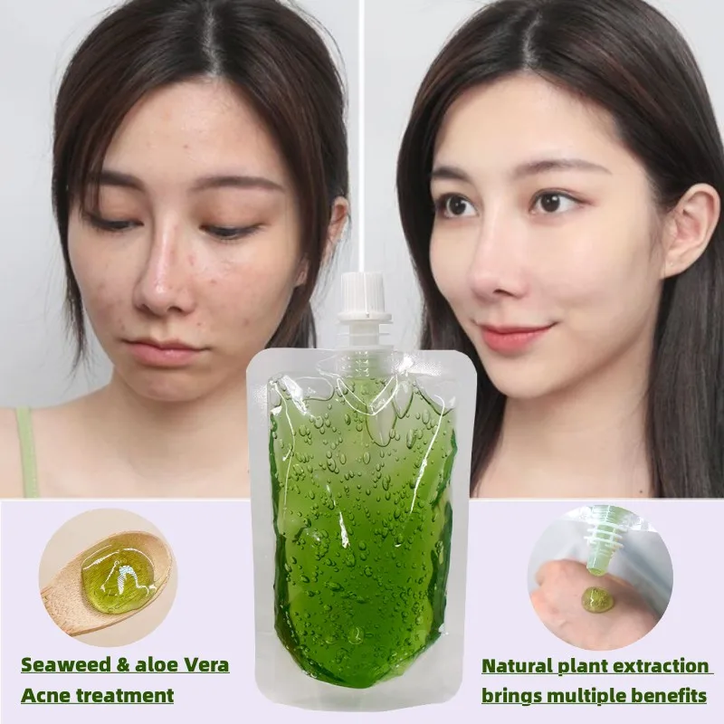 

Seaweed Aloe Vera Gel Sleeping Mask Treatment Acne Hydrating Soothing Repair Sensitive Skin for All Skin Wash Free Mask 100ml