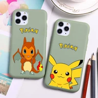 pokemon pikachu charmander phone case for iphone 13 12 11 pro max mini xs 8 7 6 6s plus x se 2020 xr candy green silicone cover