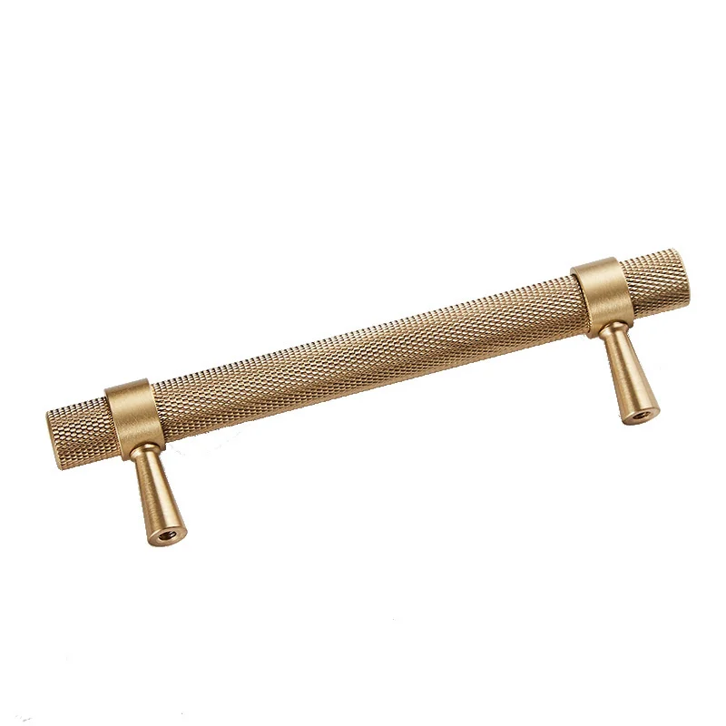 Gold Knurled/Textured kitchen handles and knobs Drawer Pulls Bedroom Knobs Brass T Bar Cabinet Hardware |