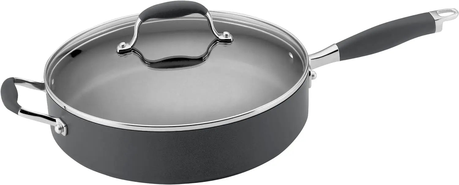 

Hard Anodized Nonstick Saute Fry Pan with Helper Handle, 5 Quart, Gray