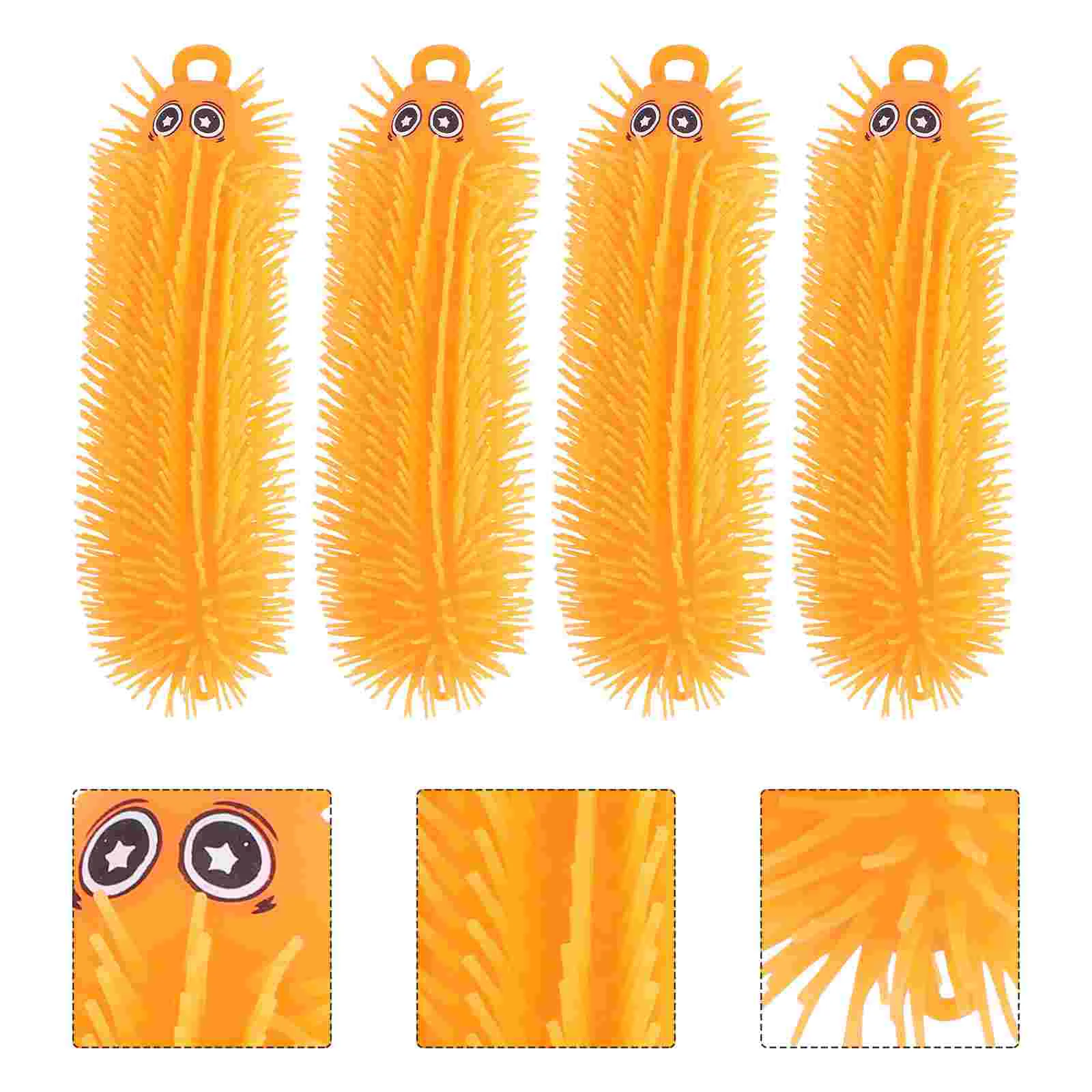 

4 PCS Caterpillar Toy Baby Sports Toys Air-Filled Flashing Kids Puff Ball Rubber Puffer Worm Toddler Light-Up