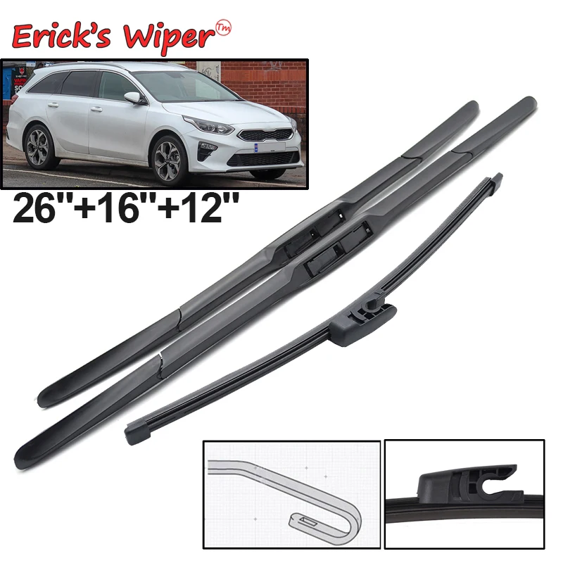 

Erick's Wiper Front & Rear Wiper Blades Set Kit For KIA Cee'd Ceed XCeed CD 2018 - 2023 Windshield Windscreen Window 26"+16"+12"