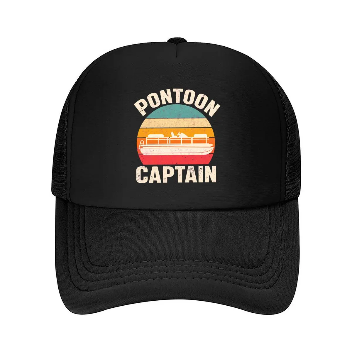 Фото Винтажная бейсболка Pontoon Captain Sunset Graph Mesh для женщин и мужчин, пляжная кепка в стиле хип-хоп №1