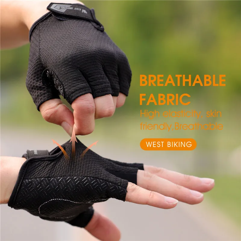 

Велосипедные перчатки WEST BIKING с открытыми пальцами, дышащие Нескользящие, для езды на мотоцикле, горном и шоссейном велосипеде, для мужчин и ...