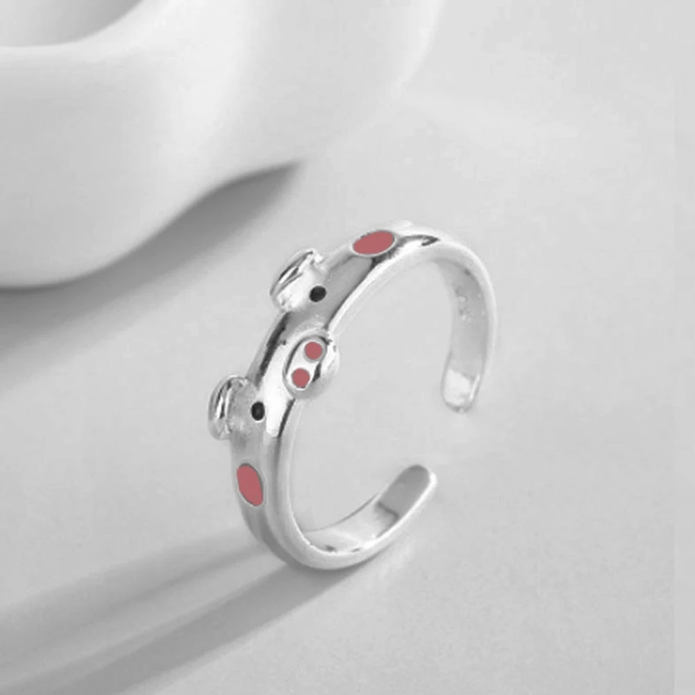 Симпатичное розовое эмалированное кольцо свинка популярное Открытое счастливая