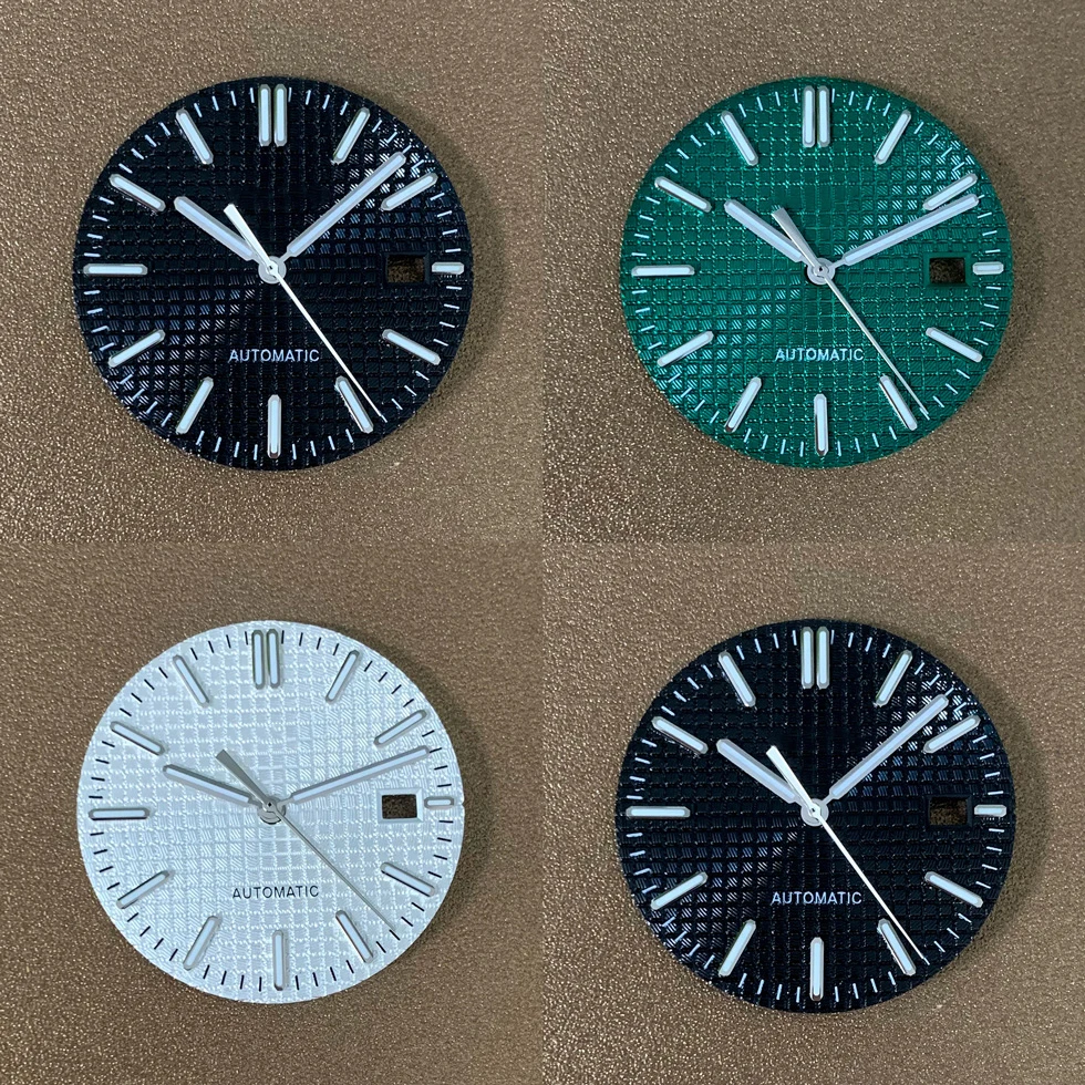 S Watch Dial Accessories 31.8mm for Japanese NH35 NH36 Caliber Dial, Rose Studs, Silver Spikes, Green Luminous Men Watch