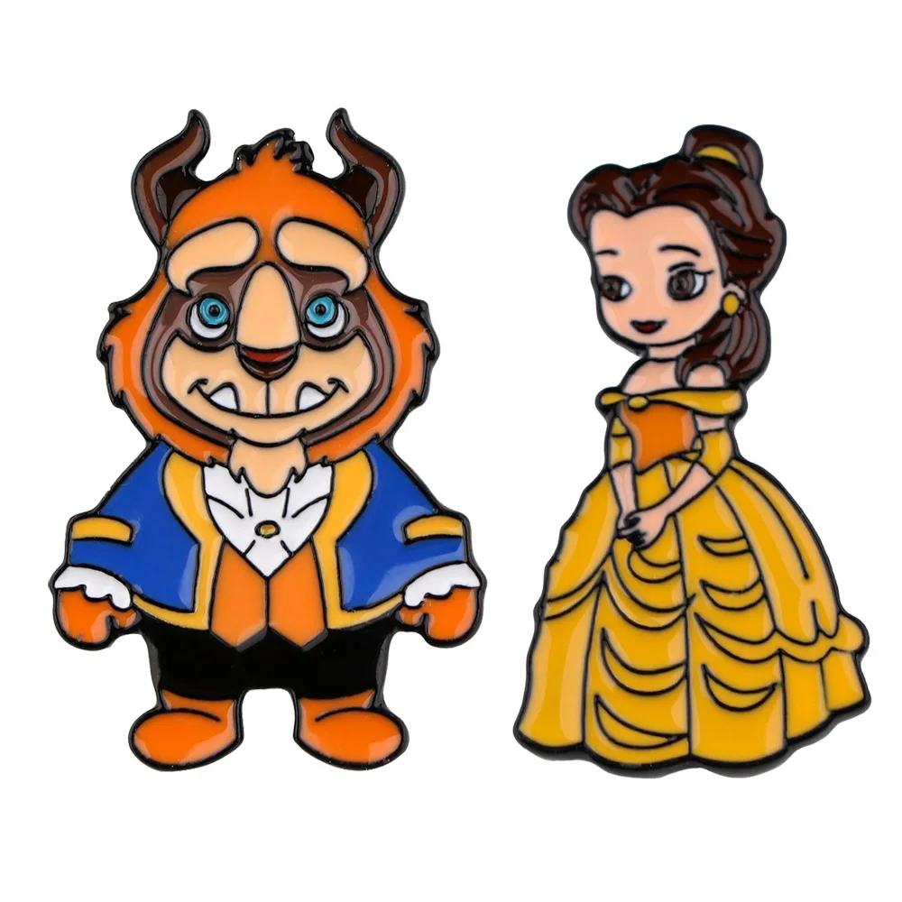 Beauty and the Beast Badges With Anime Brooches for Women Ba