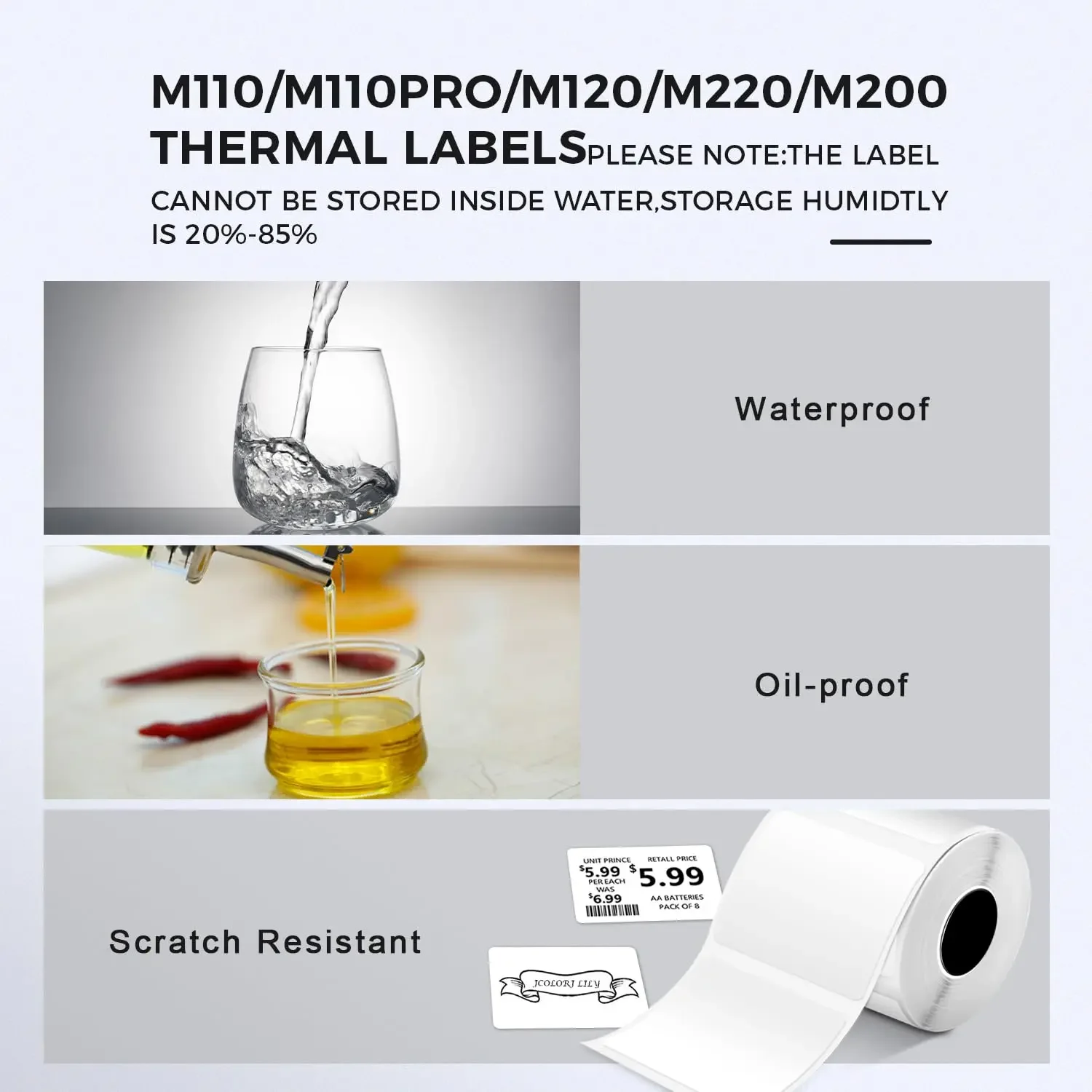 M110/M220 Printers White Label Stickers Self-adhesive Papers For Mini Printer Gifts Tags DIY Jar Food Category Barcode