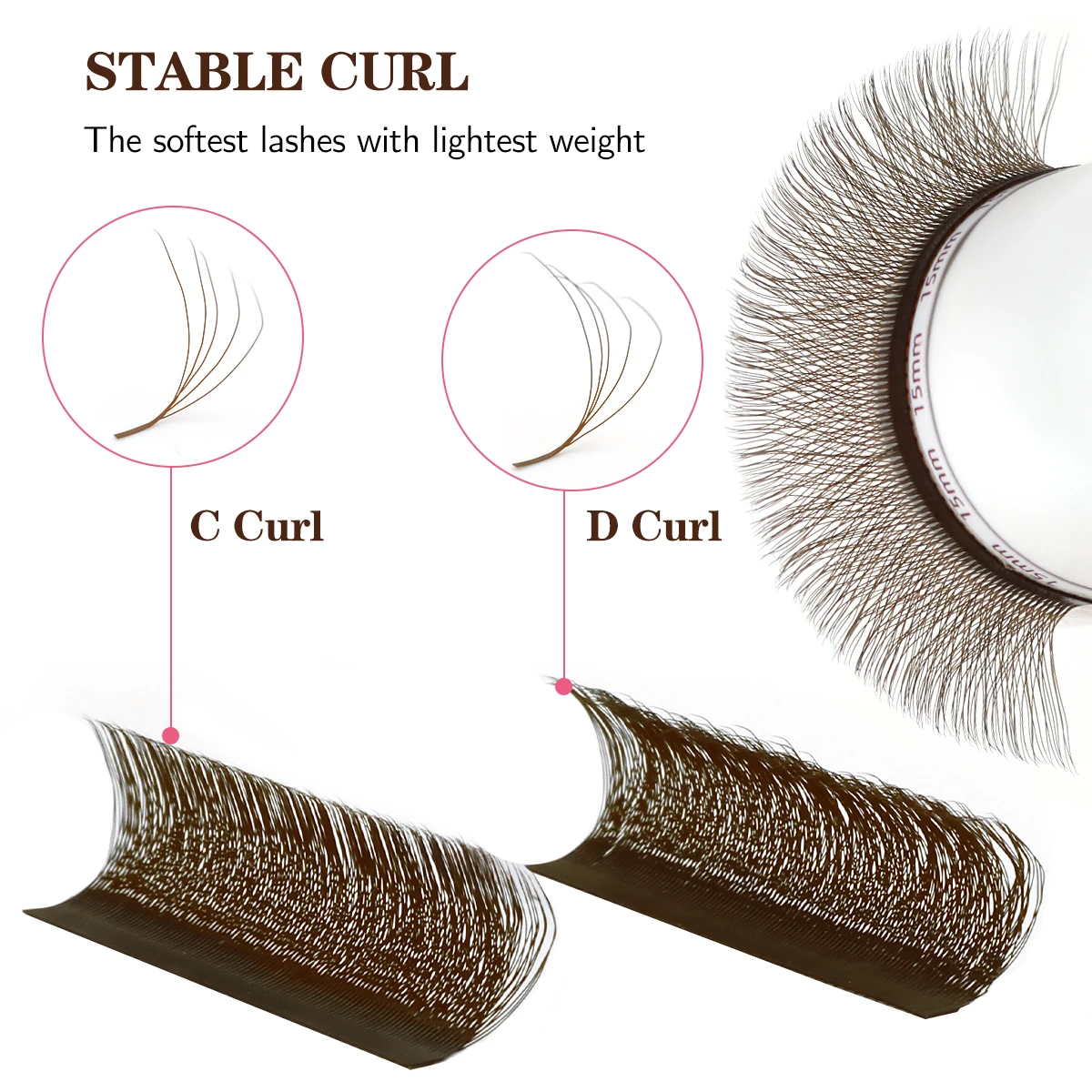 Фото Накладные ресницы Lashonly Brown W: автоматические объемные пучки 3D, 4D, 5D, готовые вентильные пучки для наращивания, коричневые ресницы для графтинга №1