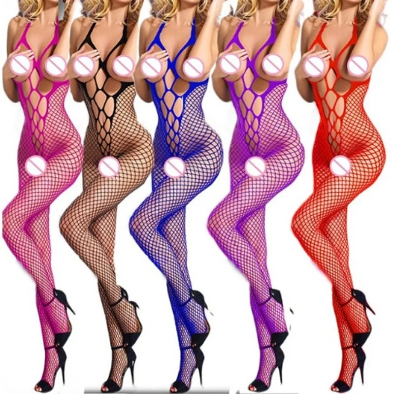 

Женское боди с бретелькой через шею, прозрачные сексуальные костюмы с открытой промежностью, чулки, сетчатые колготки, порно Нижнее белье