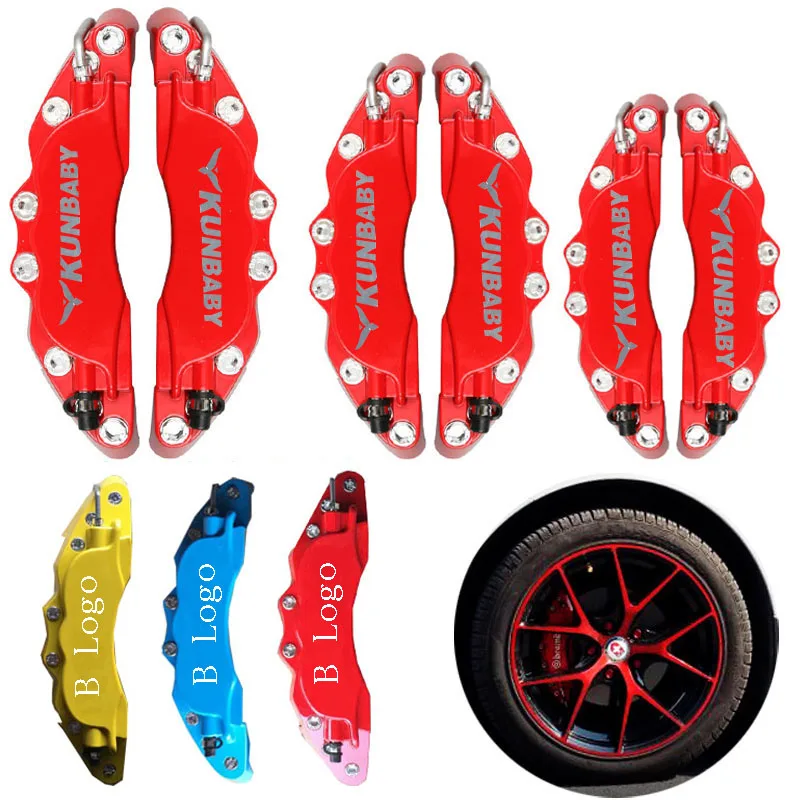 

KUNBABY 4 Or 2 Pcs Red Blue Yellow Metal Disc Brake Caliper Cover With Sticker Logo Front Rear For All Car Models Free Shipping