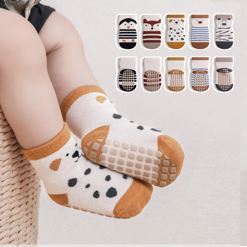 Baby Socks Cartoon Silicone Baby Anti Slip Socks Toddler Kids Indoor Floor Socks Spring New Boys Girls Newborn Cotton Tube Sock