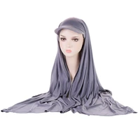 new high quality womens soft and comfortable muslim multi color scarf hat with brim baotou hat sunscreen outdoor sports