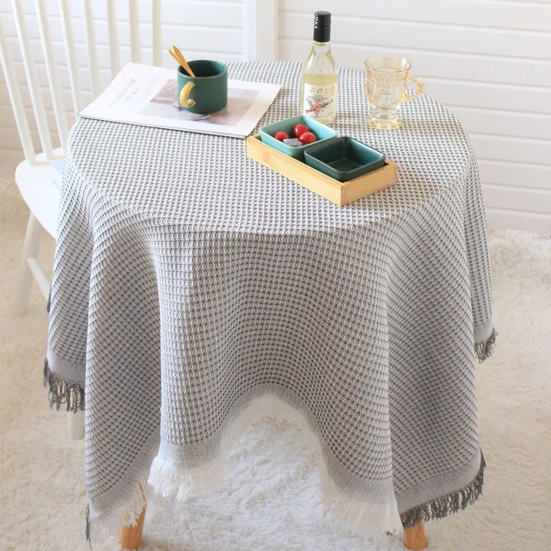 

Grey small round table coffee table, bedside table, makeup table, dustproof cover cloth
