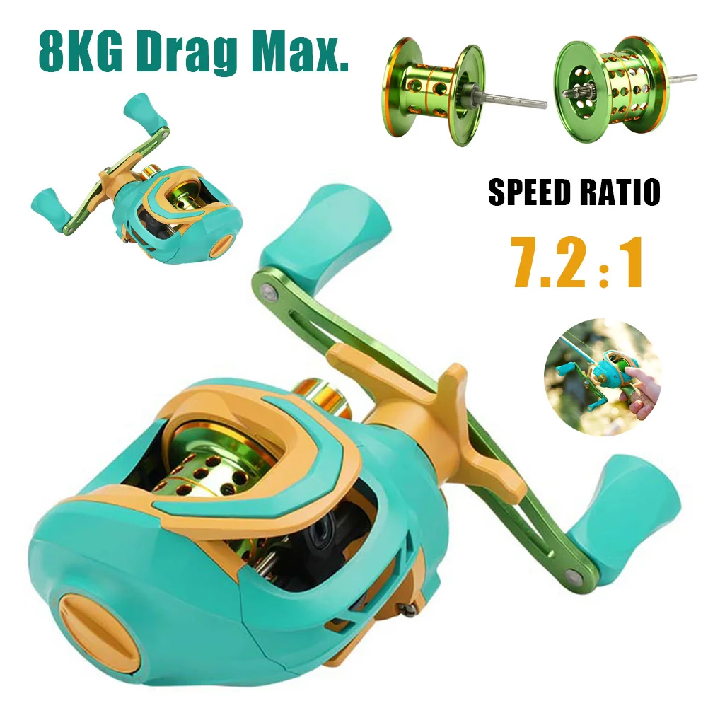 

Ultralight Baitcasting Reel 8KG Max Drag 7.2:1 Fishing Reel Casting Reel Metal 20-Gear Magnetic Beake Fishing Tackle Accessories