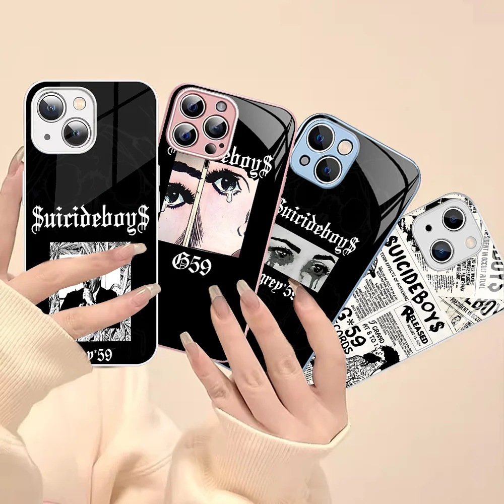 Чехол для телефона New World S-SuicideboyS из закаленного стекла Iphone 14 13 12 11 Pro Mini XS MAX 14Plus X XR