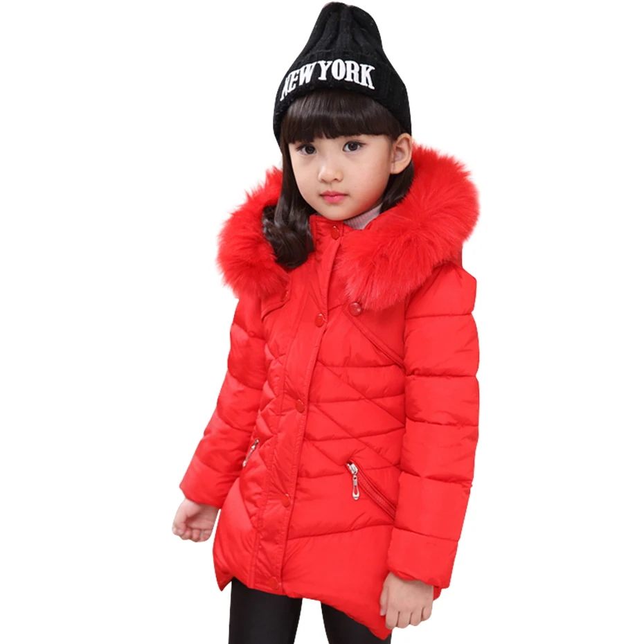 

Big Girls Long Coat Fur Hoodies Coat For Girls Thick Warm Girls Jackets Winter Kids Clothing 6 8 10 12 14