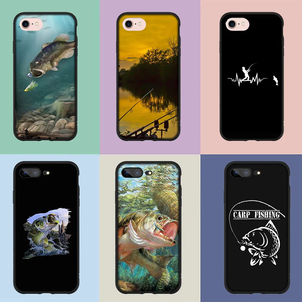 Fly Carp Fishing Rod Fish Soft Cover Phone Casing for Apple iPhone 16 15 14 13 12 11 Pro Max 6 6s Plus + SE 16+ Case