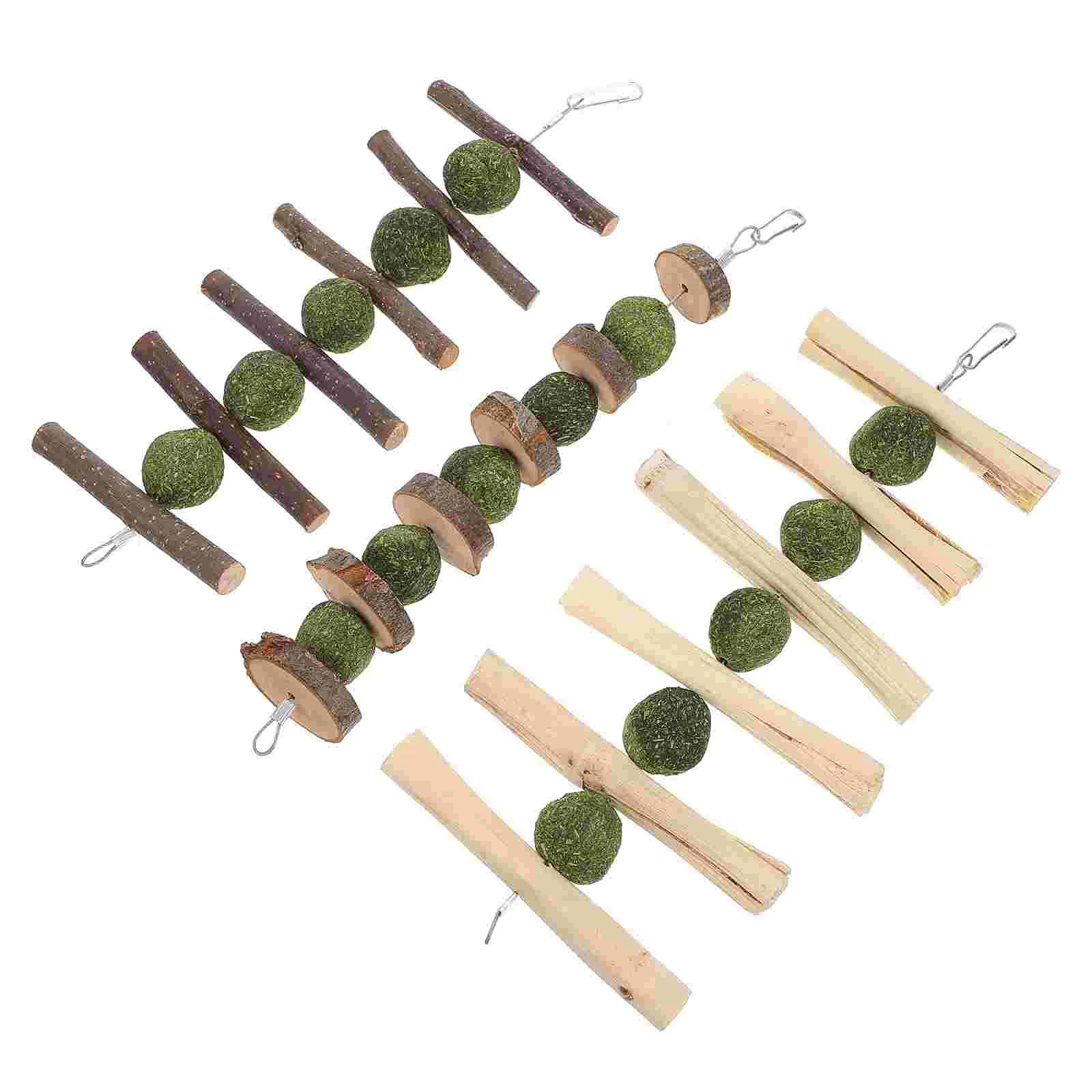 

3pcs Bunny Chew Toys Natural Grass Pet Cage Rabbit Molar Bunny Chew Toys