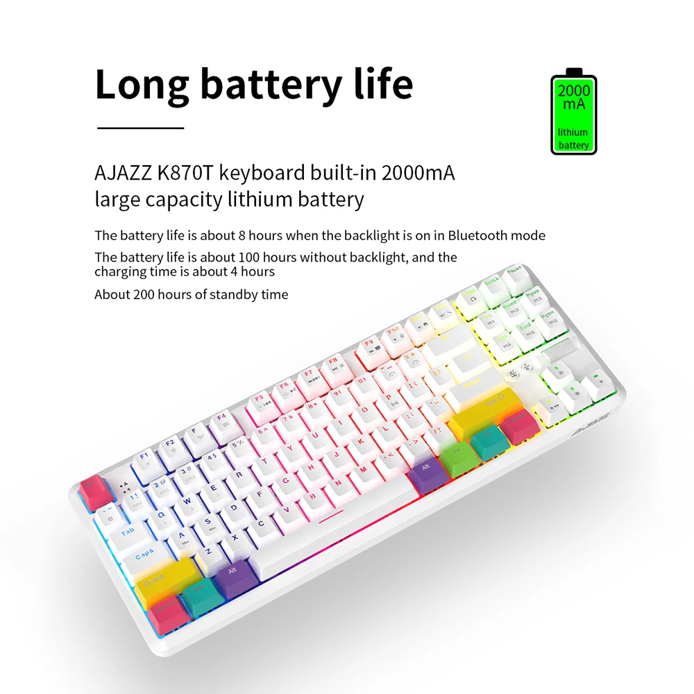 Механическая клавиатура Nacodex Ajazz K870T Беспроводная Bluetooth синие коричневые