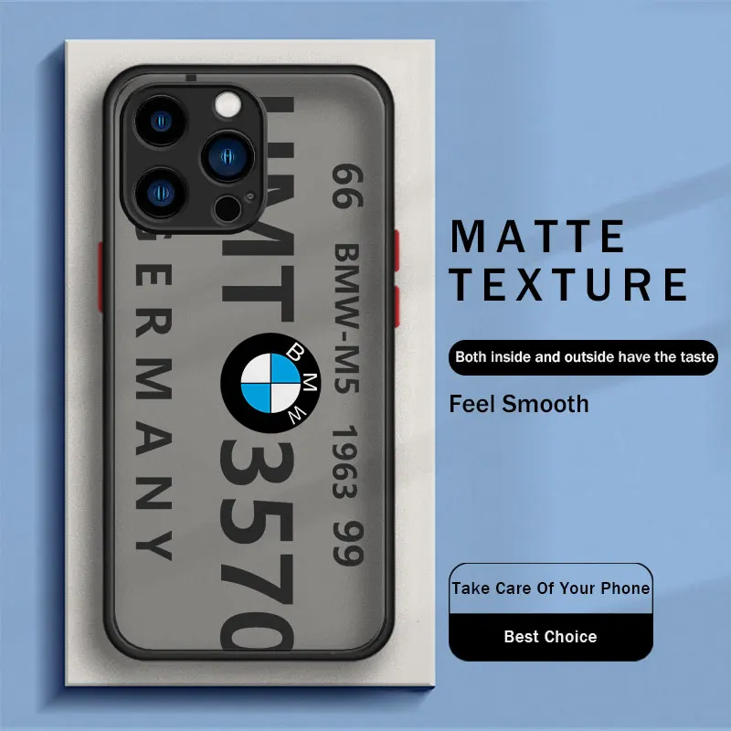 

BMW-License Plate Number Matte Case For iphone 14 13 12 Mini 11 Pro XR X XS MAX ８７６ 6S Plus SE2020 SE2022 Bumper Cover