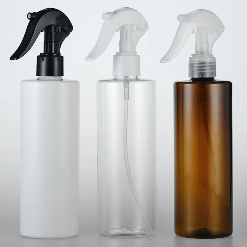 Clear Brown 350ML X 30 Plastic Flat Shoulder Bottles With Trigger Spray Pump For Salon Hair Hydrating Plants Watering PET Bottle