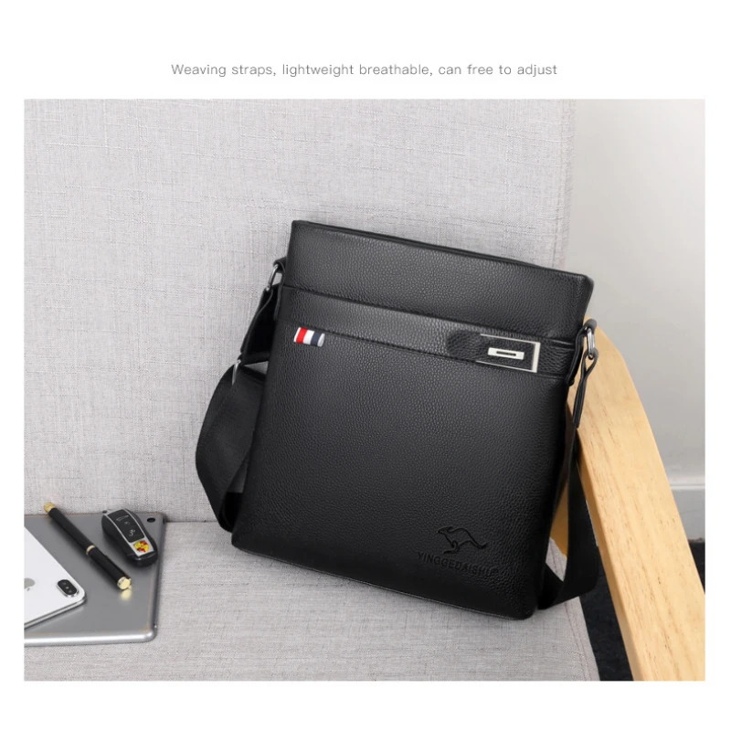 2023 New Business Men's Shoulder Bag Retro Casual Crossbody Bag PU Leather Men Bag Large Capacity Messenger Crossbody Bag