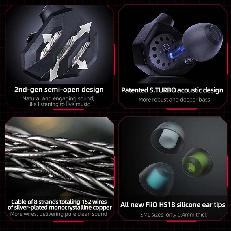 Гибридные наушники FiiO FH7S 1DD + 4BA высокопроизводительная технология IEM гарнитура