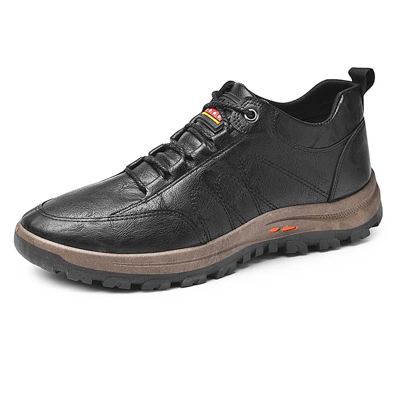 

Pop Spring Autumn Simple Lace Up Men's Casual Shoes Hot Sale Soild Cozy Hard Wearing Height Increasing Outdoor Hiking Shoes Men