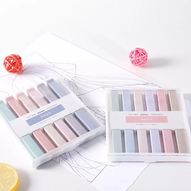 

6PCS/Set Soft Tip Highlighter Light Color Kawaii Marker Pen DIY Photo Album Journal Fluorescent Pen Student Stationery