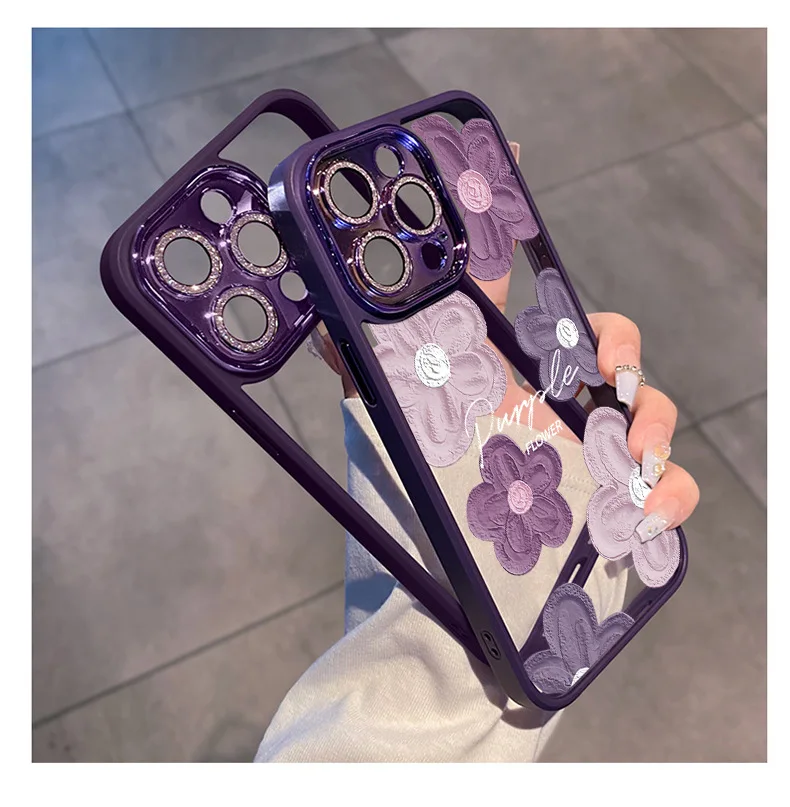 Картина маслом цветы ТПУ прозрачный телефон для iPhone11 13Pro Max 14Plus модный тренд поставляется с пленкой для объектива защитный чехол