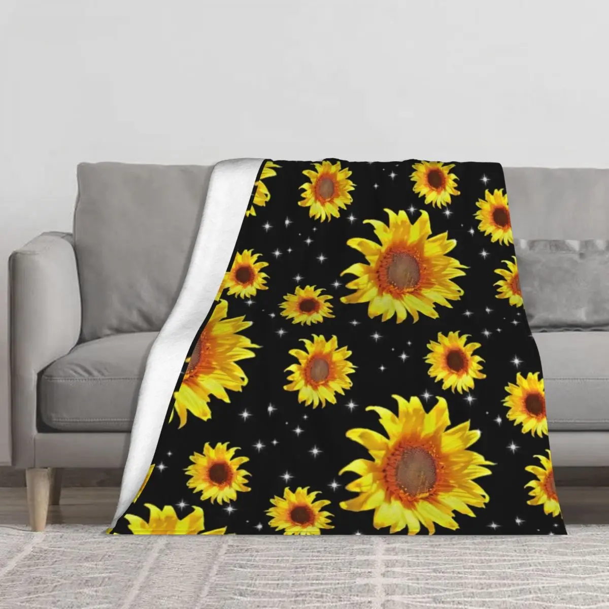 

Подсолнуховое художественное одеяло со звездами, зимнее теплое одеяло для сна, индивидуальное пушистое одеяло s