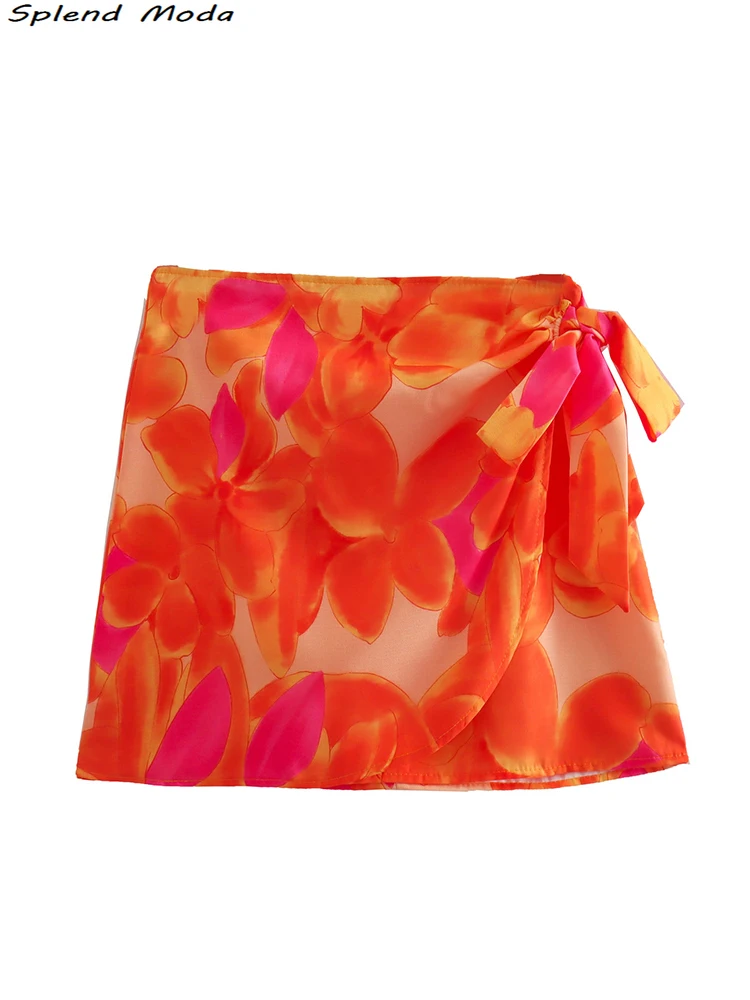 

Женская мини-юбка с цветочным принтом ZA, короткая юбка на молнии с высокой талией в молодежном стиле, летняя уличная одежда, 2022