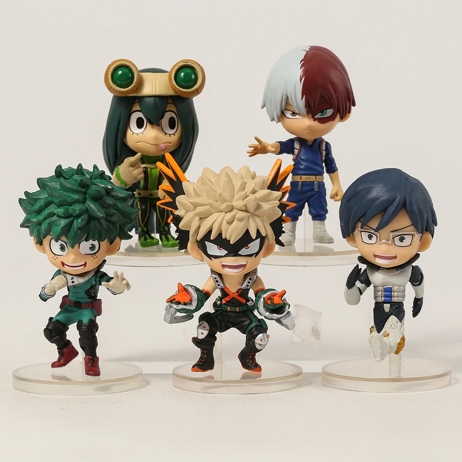 

My Hero Academia Chibi Masters Midoriya Izuku Bakugou Katsuki Todoroki Shoto Asui Tsuyu Iida Tenya Cute Dolls Figures 5pcs/set