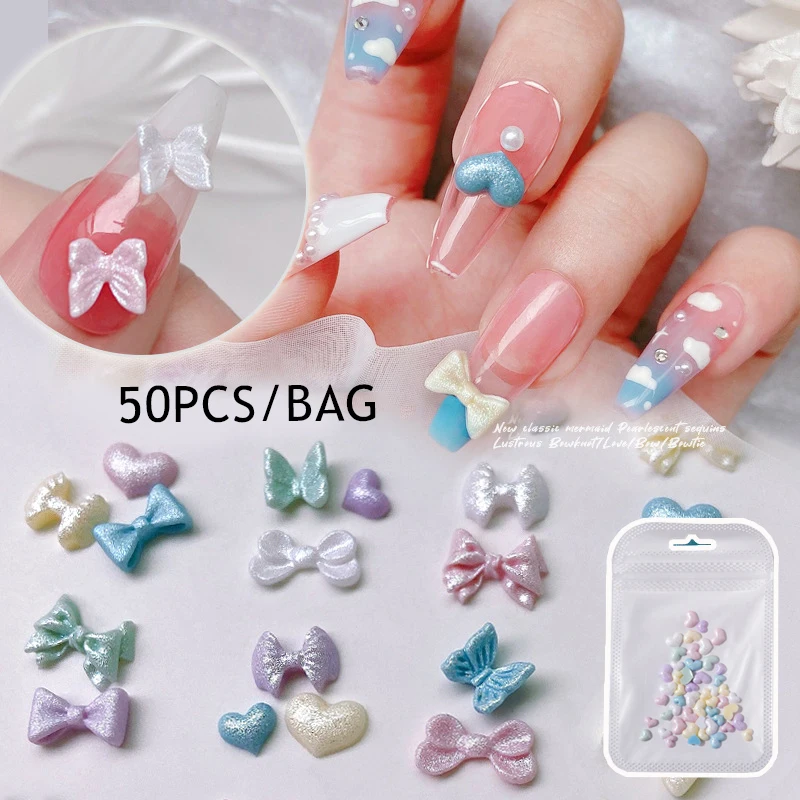 

Beautiful Nail Art Bow Jewelry Love Resin Drill INS DIY Cute Sweet Fresh Acrylic Rhinestone And Decoration Nail Ornaments