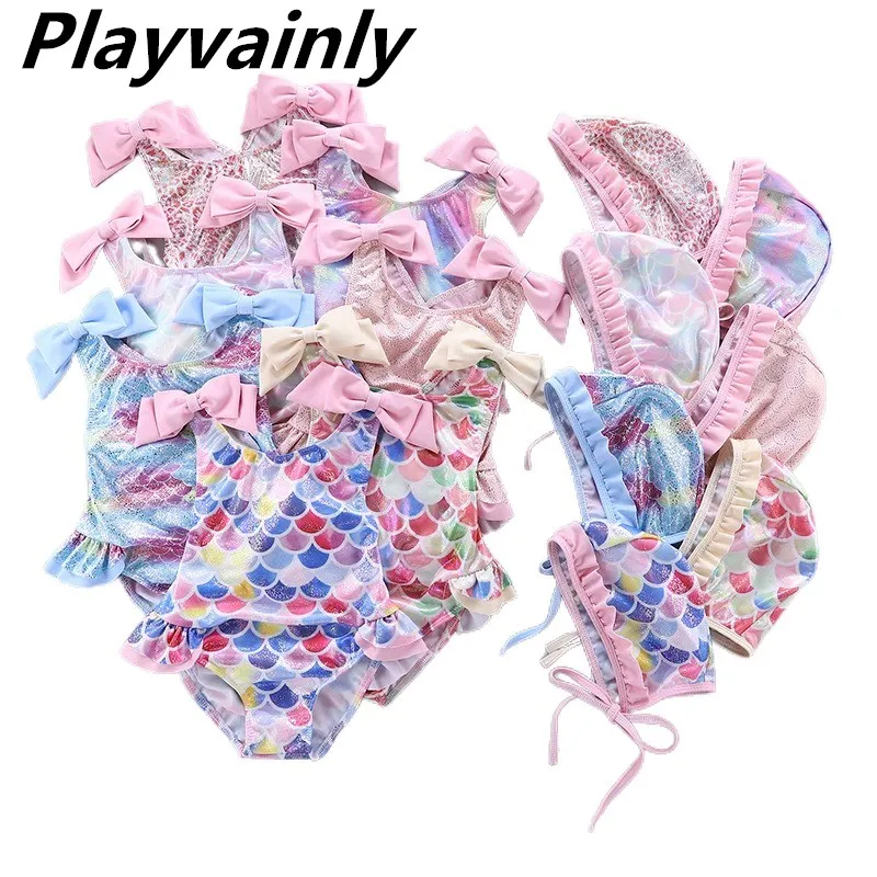 

Baby Girls Swimming Wear Rainbow Colorful Shinne Star Cute one piece Swimsuits with hat Children Fashion Swimwear E20198