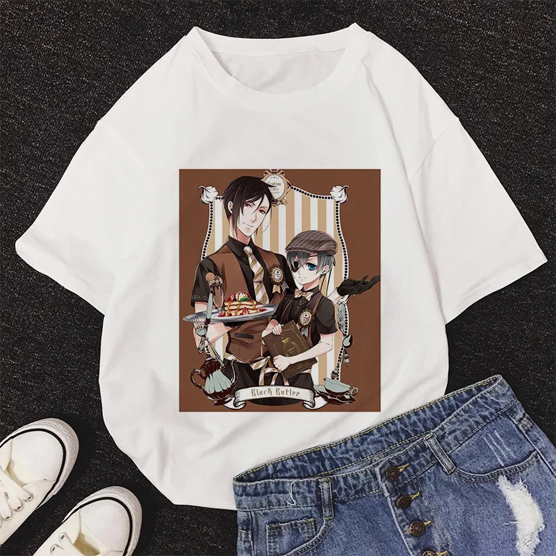 

Fashion Anime Women T Shirt 2023 New Summer Short Sleeve T-shirt Female Harajuku Black Butler Printed Streetwear Y2k Clothes Top