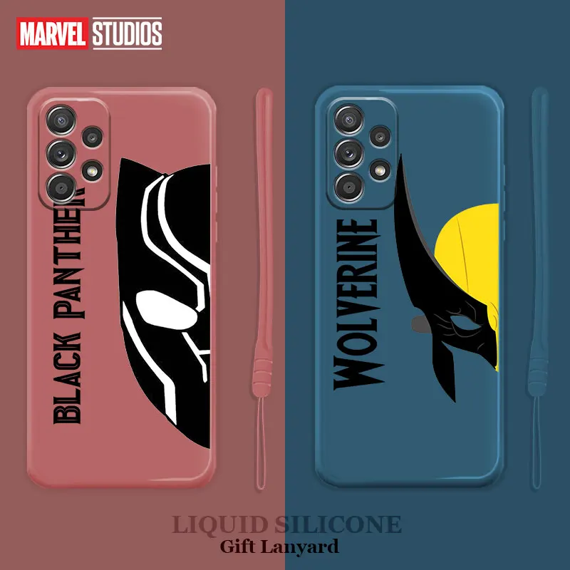 

Liquid Coque Case for Samsung Galaxy A52 A12 A51 A71 4G 5G A21s A32 A10s A22 Official Soft Phone Marvel Face Wolverine Panther