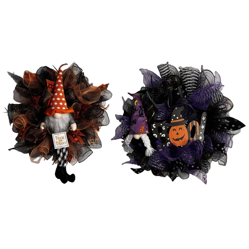 

Halloween Rudolf Doll Wreath Pumpkin Design Indoor Outdoor Horror Decoration