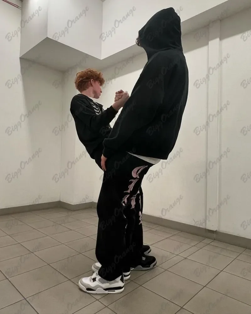 Джинсы Y2k мужские и женские с принтом в виде надписи свободные прямые широкие