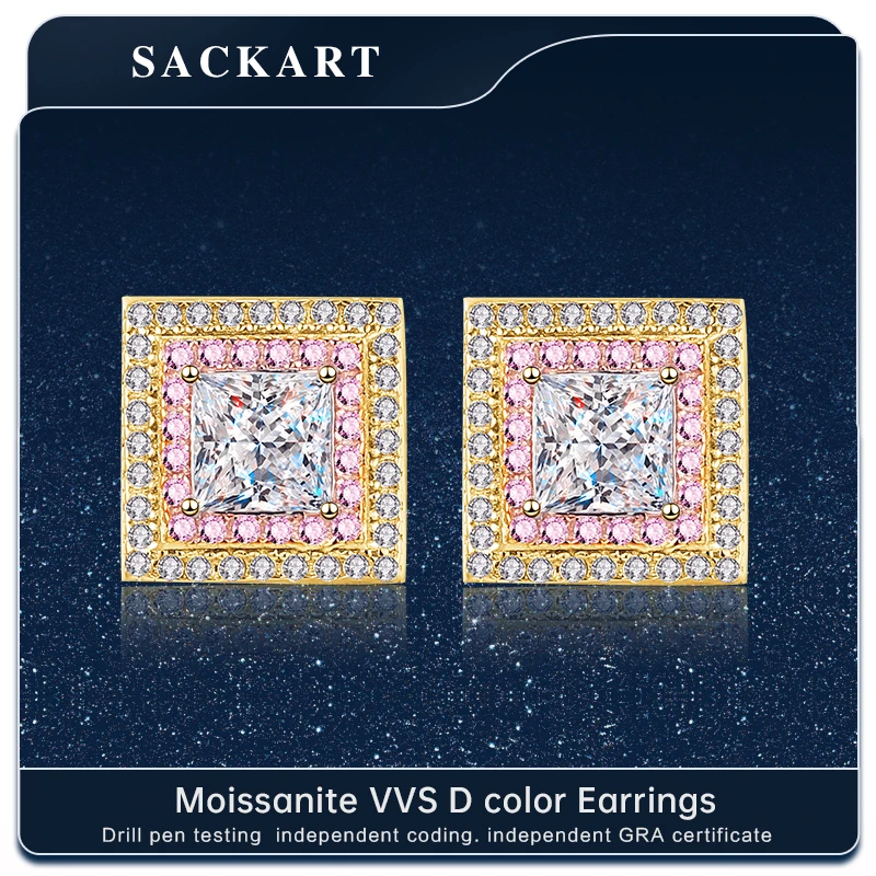 Серьги SACKART с муассанитом ювелирные изделия женские серьги белое золото серебро