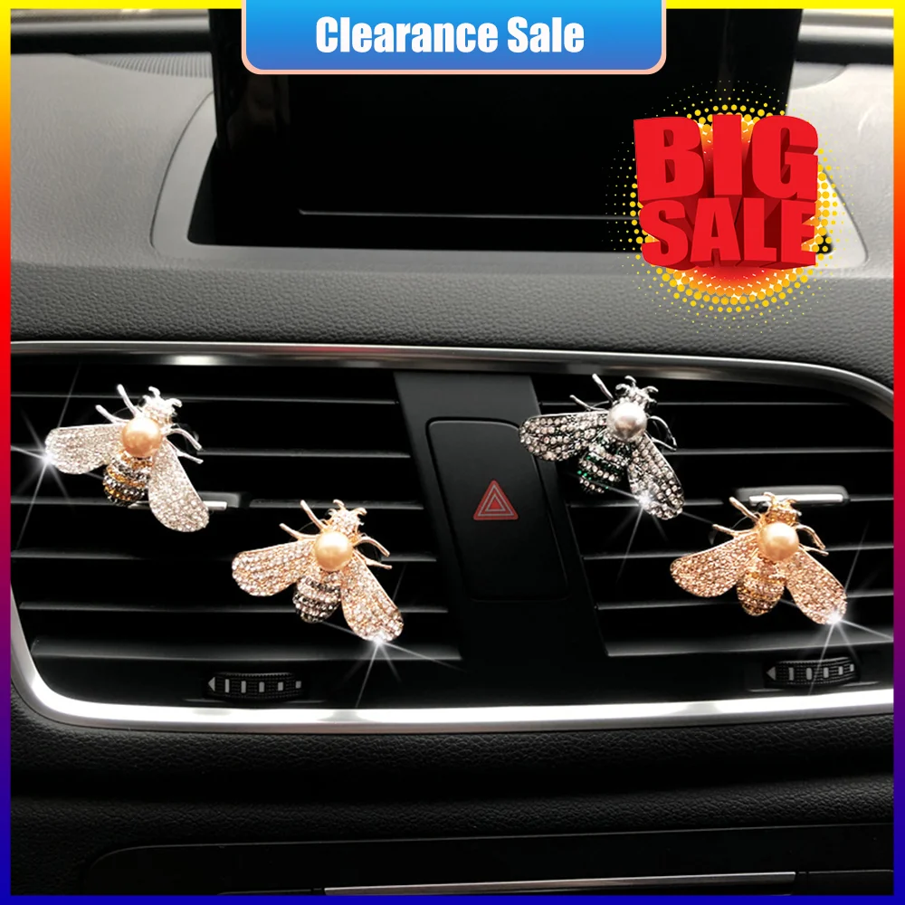 

Car Air Freshener Pearl Diamond Bee Auto Air Vent Clip Perfume Flavoring Ventilation Outlet Aromatherapy Deodorant Car Interior